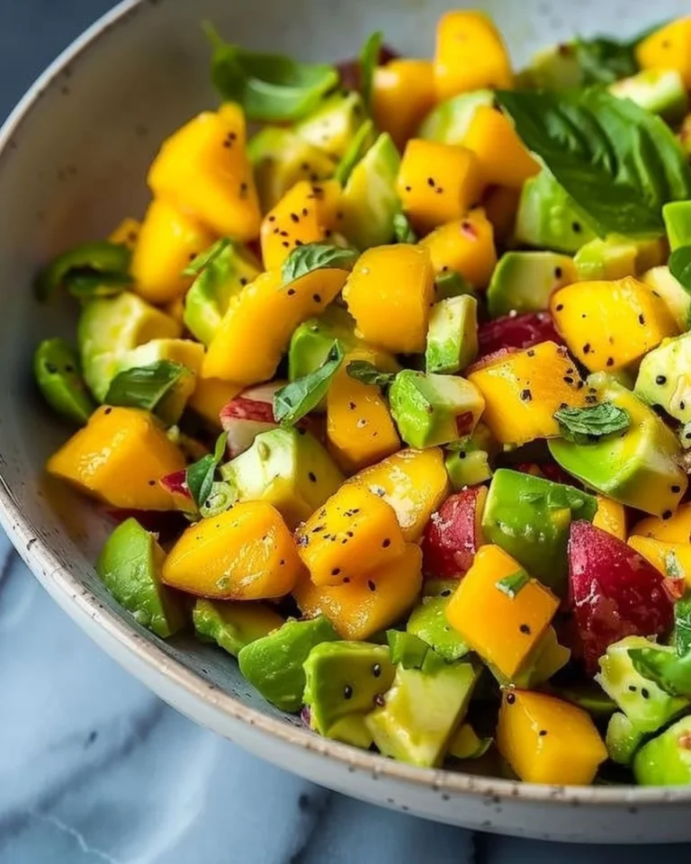 Fresh avocado mango salad with vibrant colors and healthy ingredients