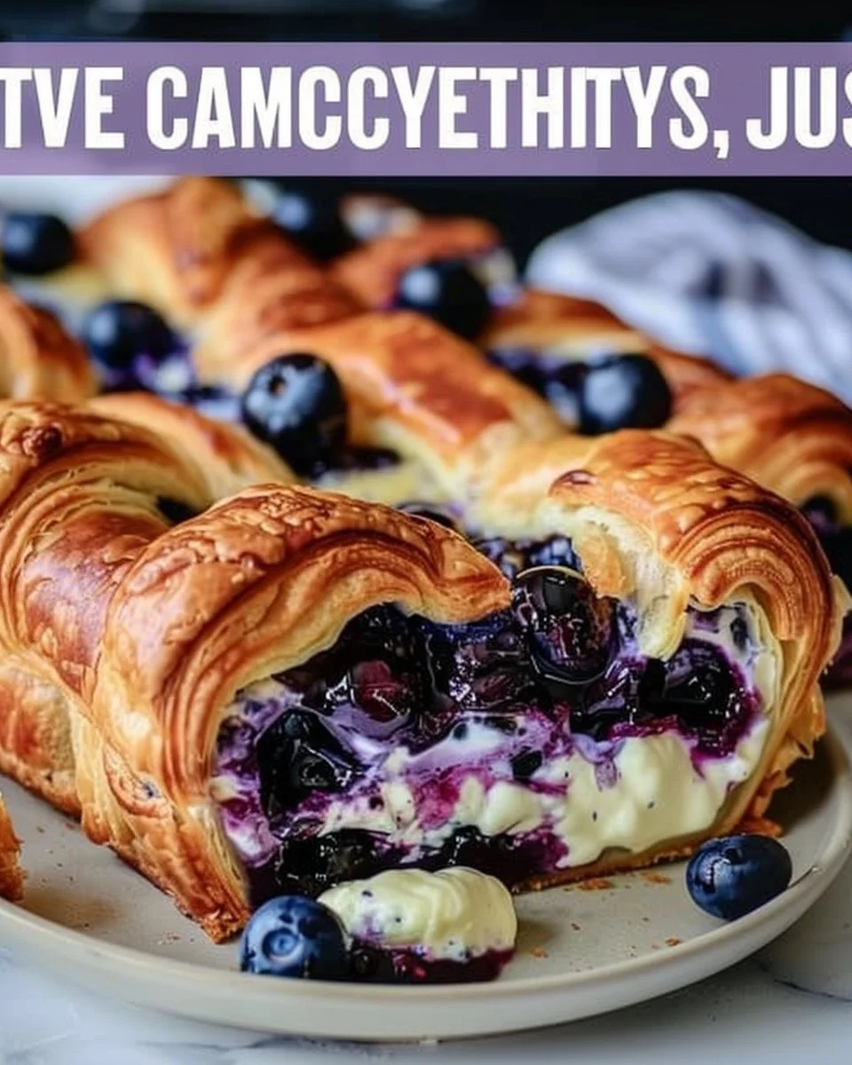 Blueberry Cream Cheese Croissant Casserole