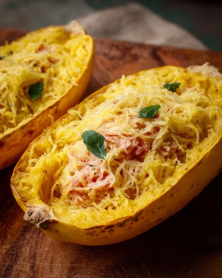 Creamy Boursin Spaghetti Squash topped with fresh herbs and spices