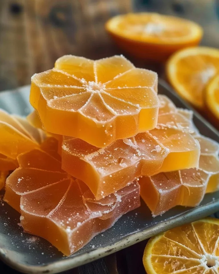 Homemade orange candy recipe with fresh oranges and sugar.