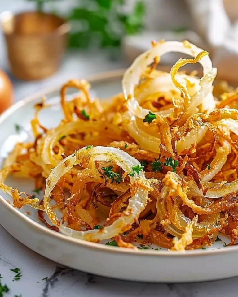 Crispy air fryer onions in a bowl, perfect crunchy snack recipe