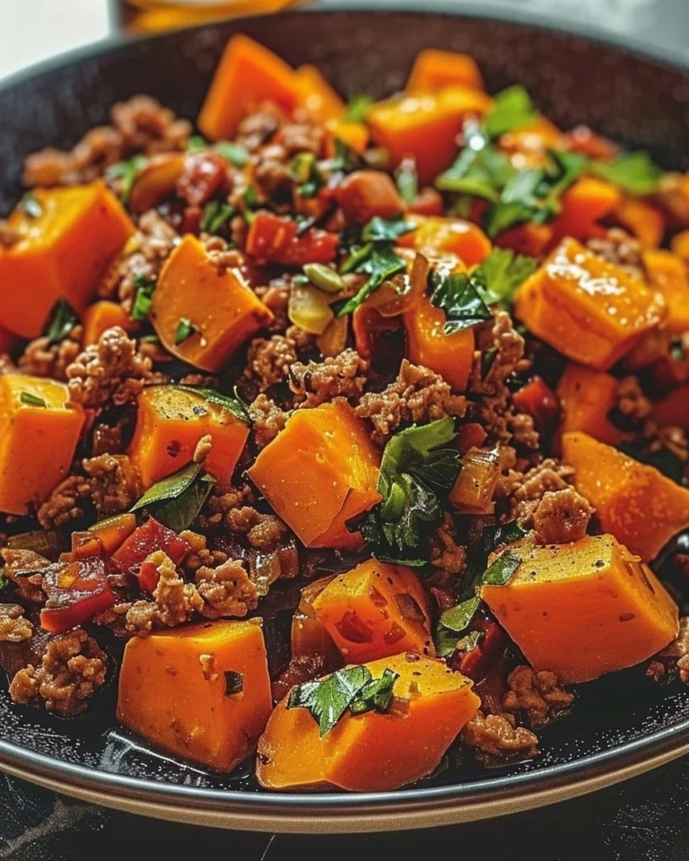 Healthy ground turkey and sweet potato skillet recipe