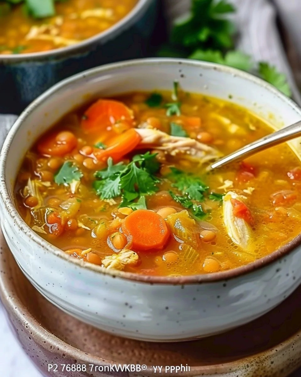 Hearty Red Lentil Chicken Soup