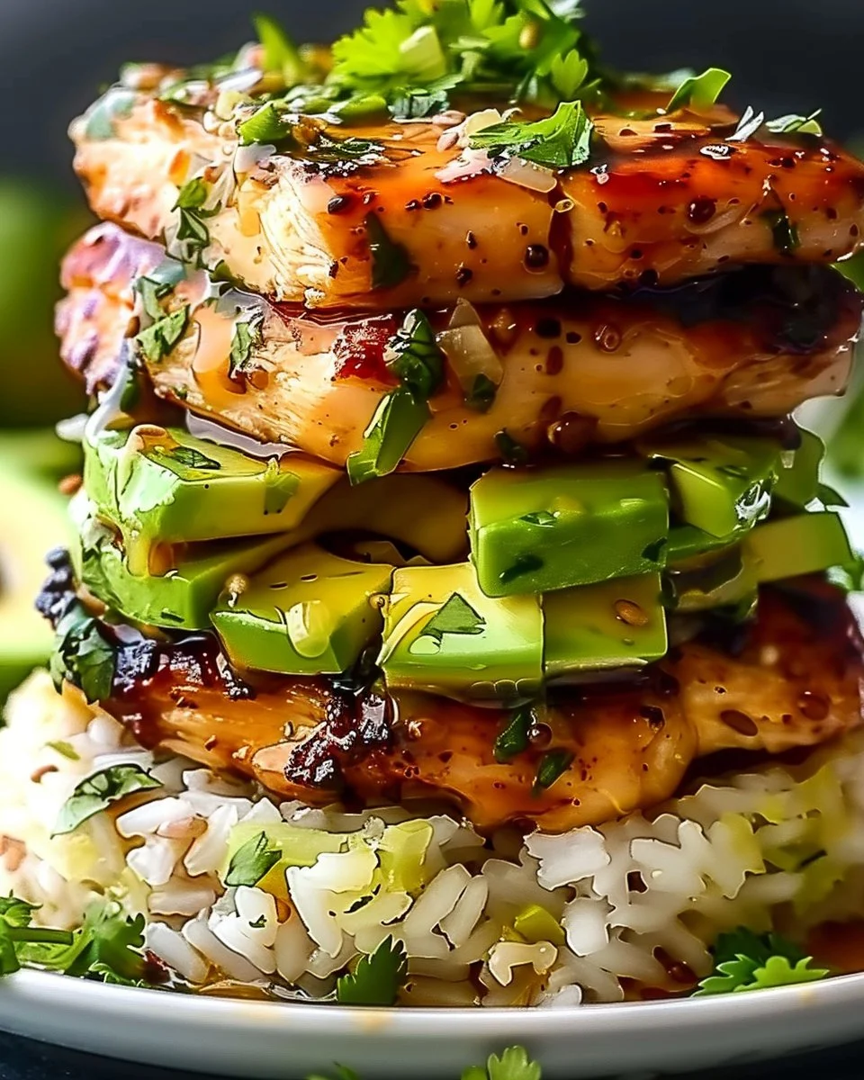Honey Lime Chicken & Avocado Rice Stack
