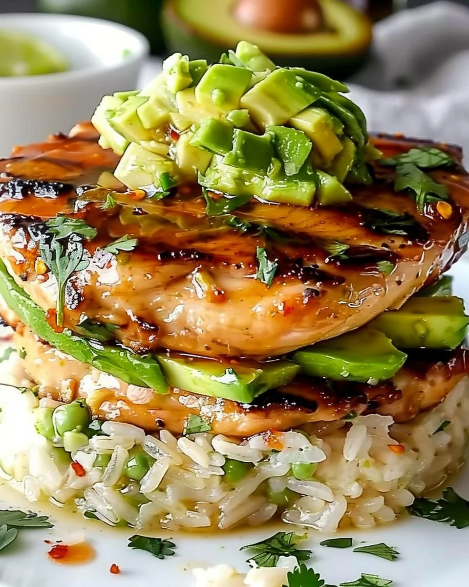 Honey Lime Chicken & Avocado Rice Stack