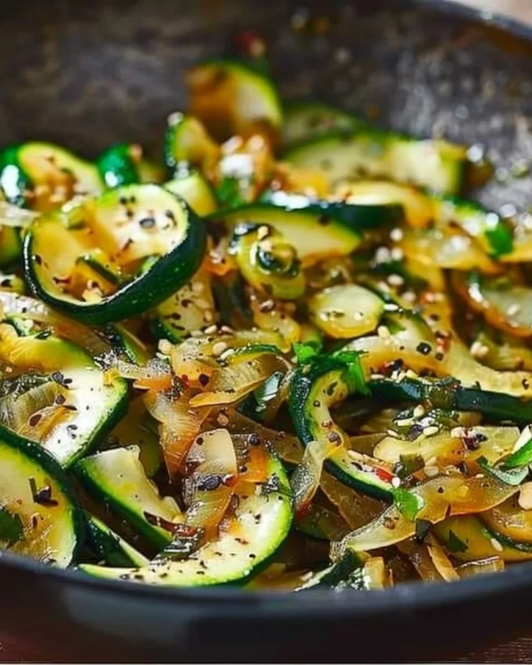 Deliciously prepared Umami Zucchini dish on a plate