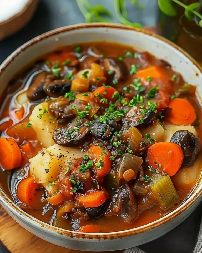Delicious vegetarian stew filled with colorful vegetables and spices